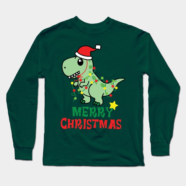 Merry Christmas Dinosaur! Long Sleeve T-Shirt by Atlas Sage Apparel